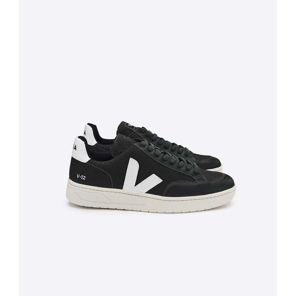 Veja V-12 B-MESH Sneakers Dames Black/White | BE 669ZUT